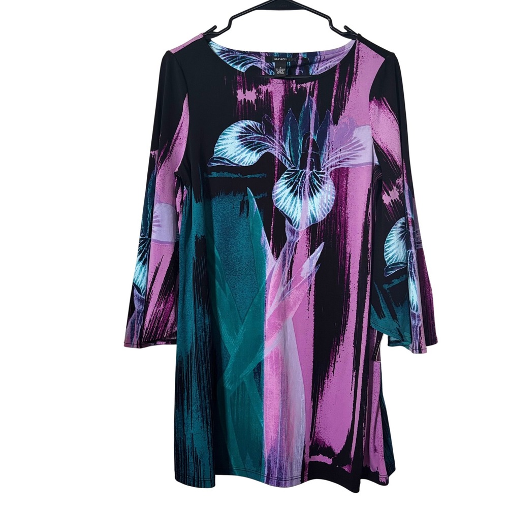 Alfani Women's Tunic Top Small NWT Abstract Floral Print 3/4 Sleeves‎
